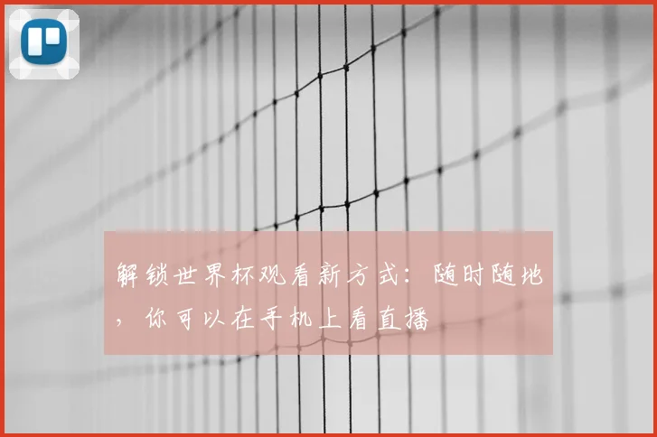解锁世界杯观看新方式：随时随地，你可以在手机上看直播